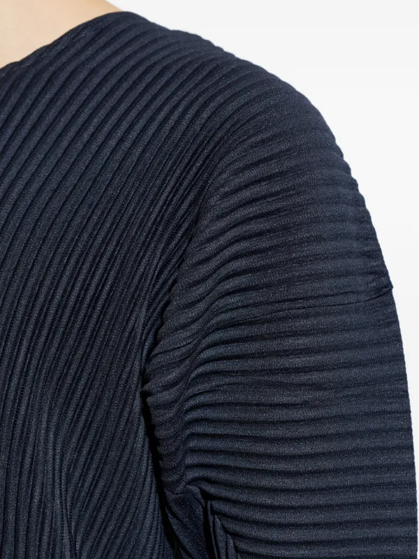 Homme Plissé Issey Miyake long-sleeved Pleated T-shirt | Blue