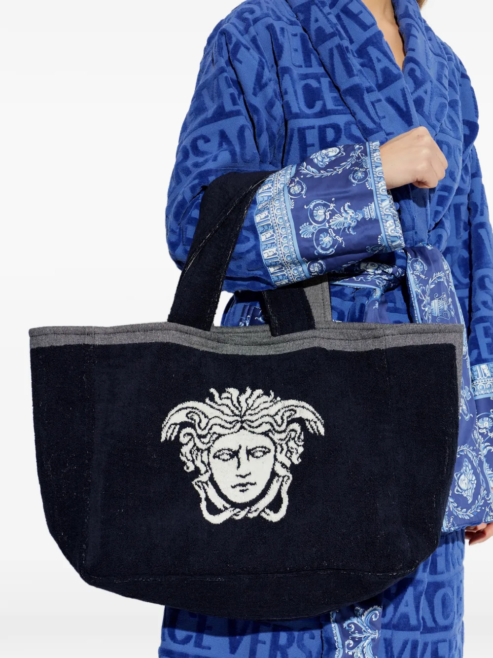Versace Medusa badstof katoenen strandtas Blauw