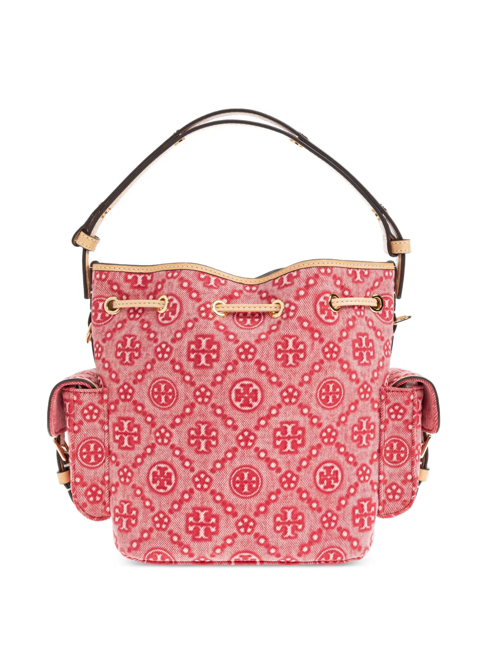 Tory Burch T Monogram denim bucket-tas Rood