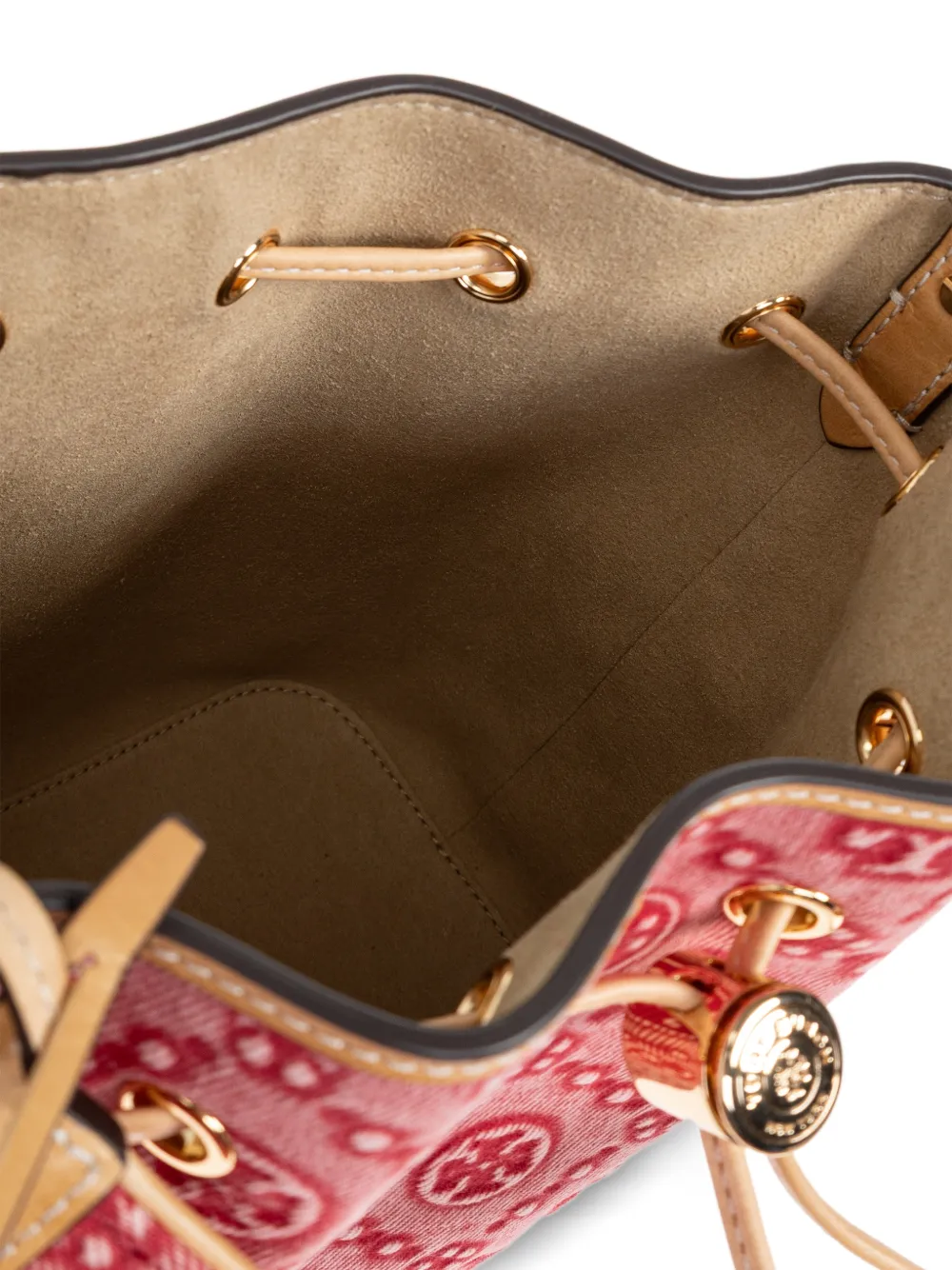 Tory Burch T Monogram denim bucket-tas Rood