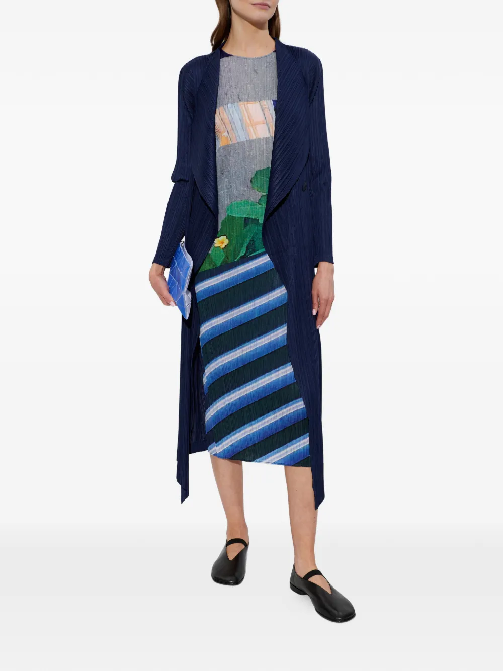 Graphic-Print Pleated Dress