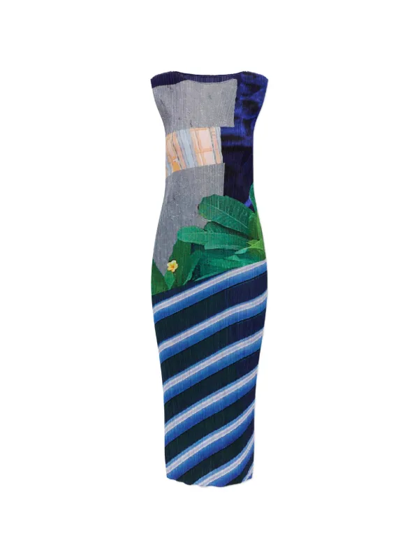 Pleats Please Issey Miyake グラフィック プリーツドレス | ブルー