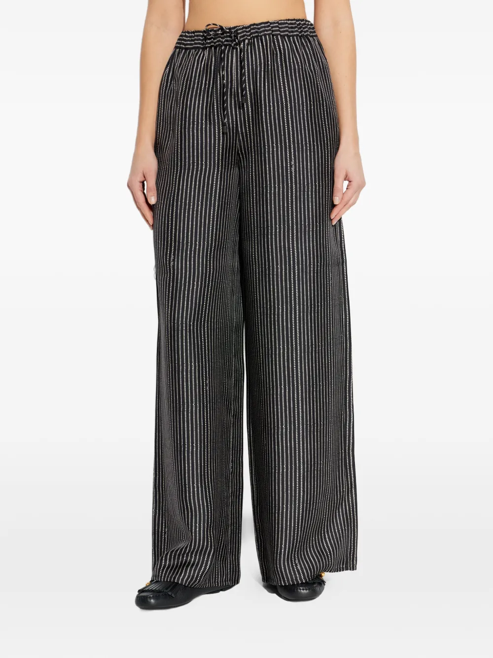 Max Mara Clarino gestreepte broek met trekkoord Zwart
