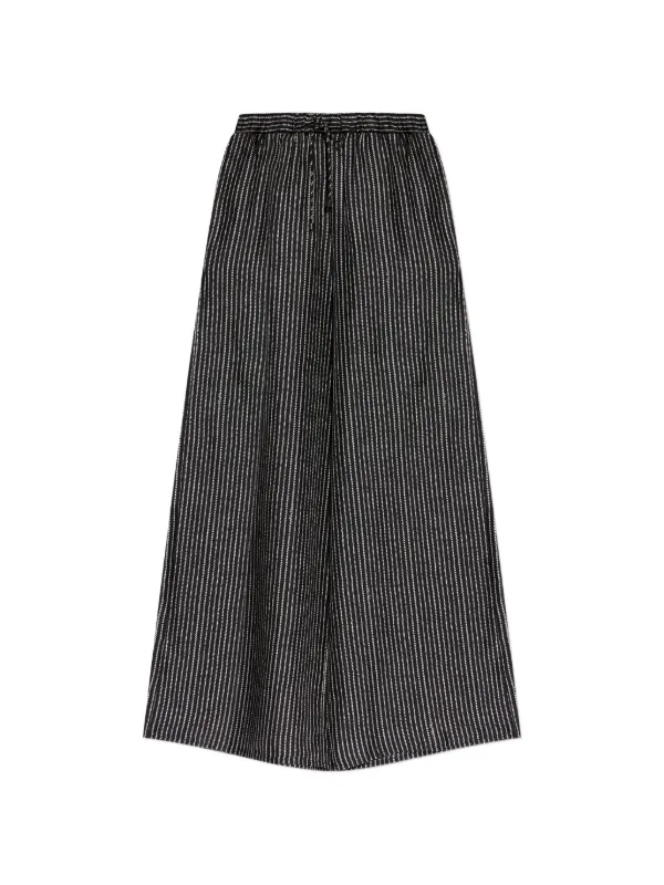 Max Mara Clarino Striped Drawstring Trousers in Black