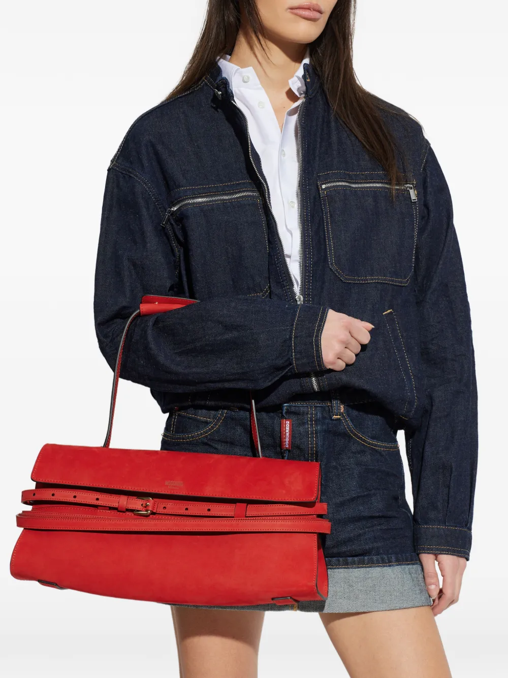 Moschino Tie Me shopper met gespbandje Rood