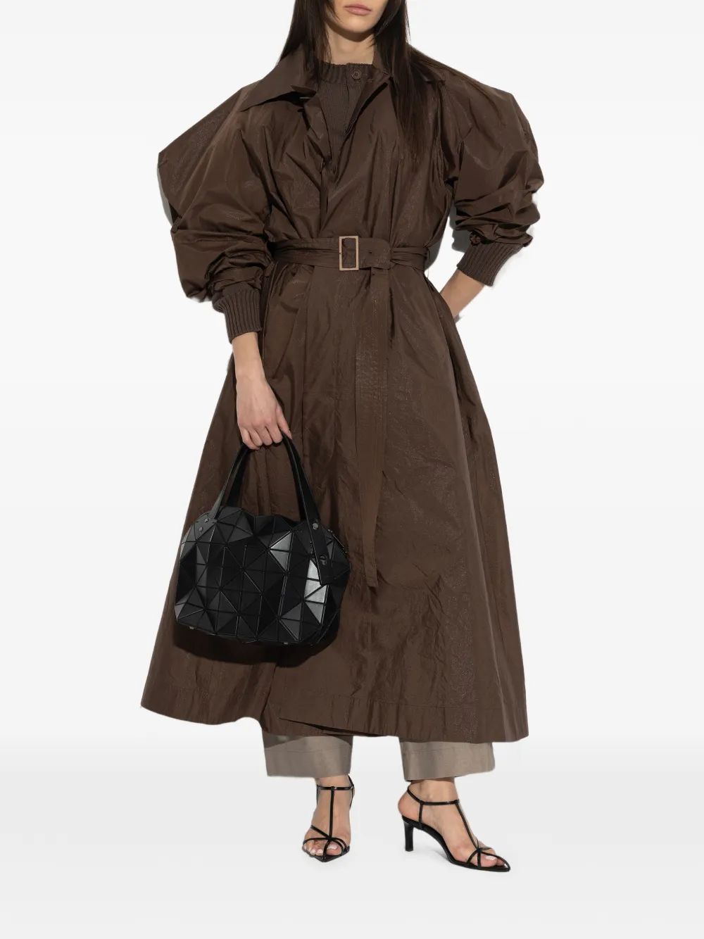  Issey Miyake Belted Coat - Brown 