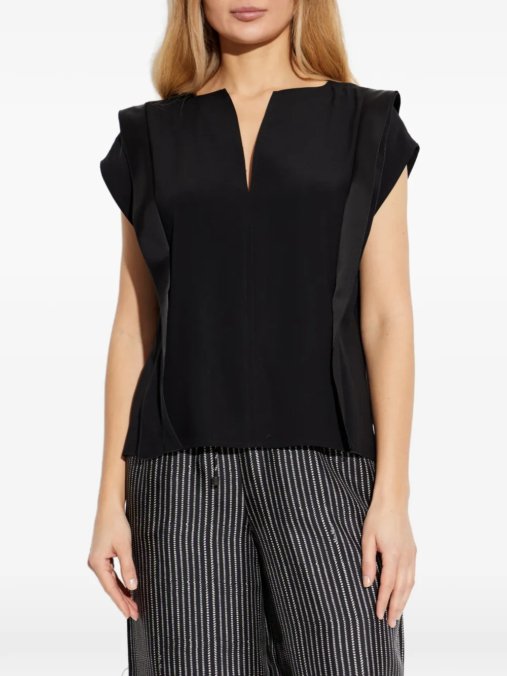 Max Mara Blouse met V-hals en vlak Zwart