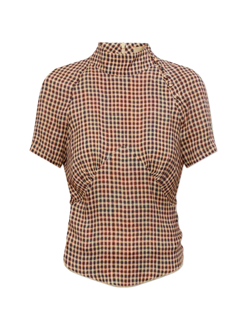 KNWLS check short-sleeve top - Neutrals