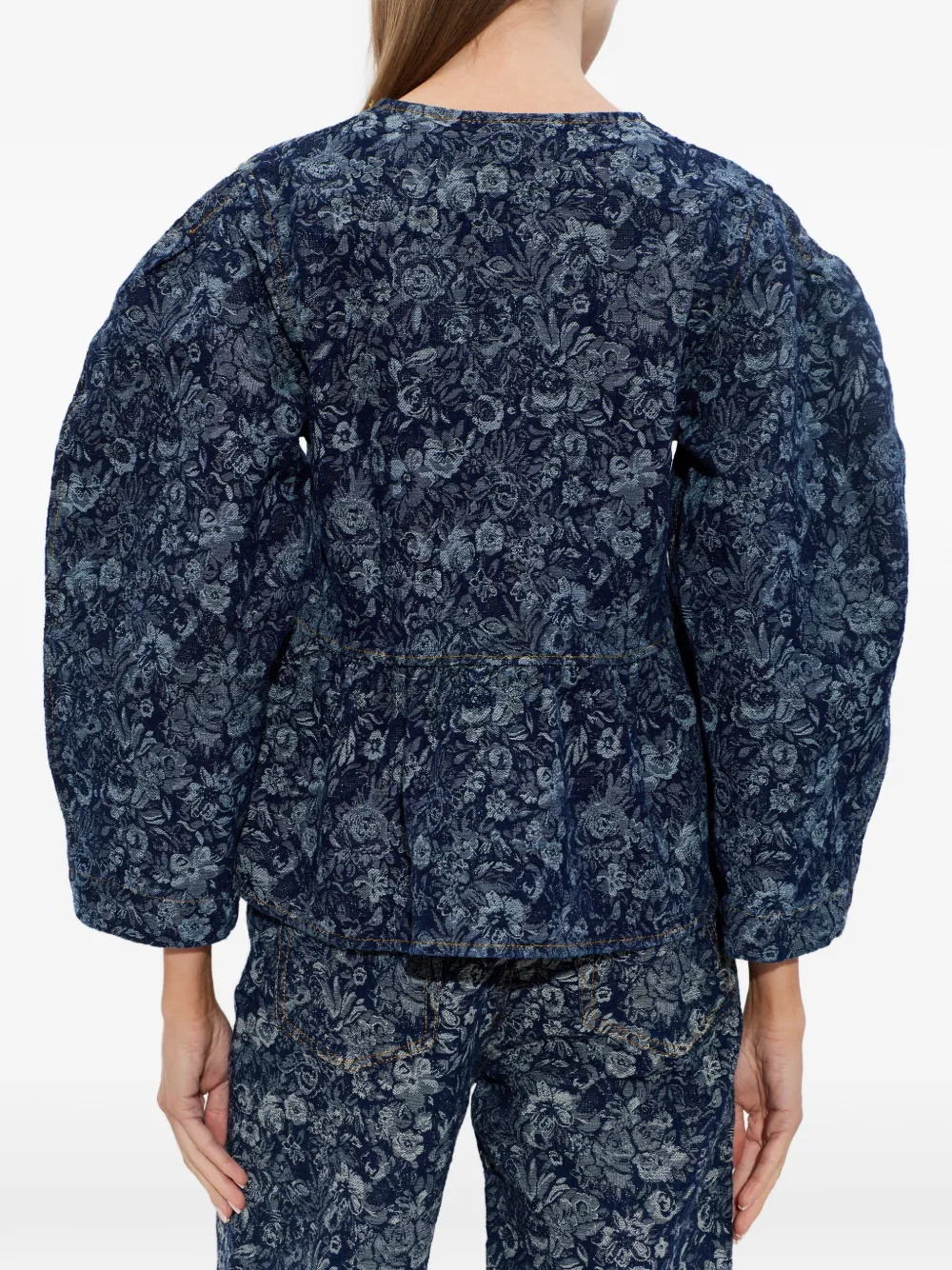 GANNI Denim blouse met bloemenprint Blauw