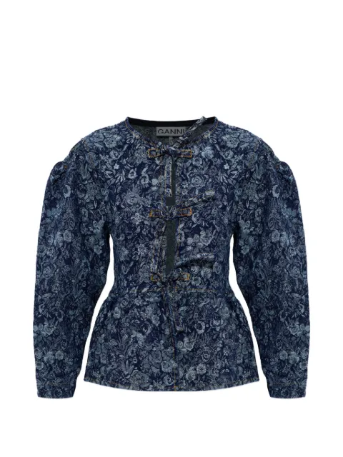 GANNI blouse en jean à fleurs