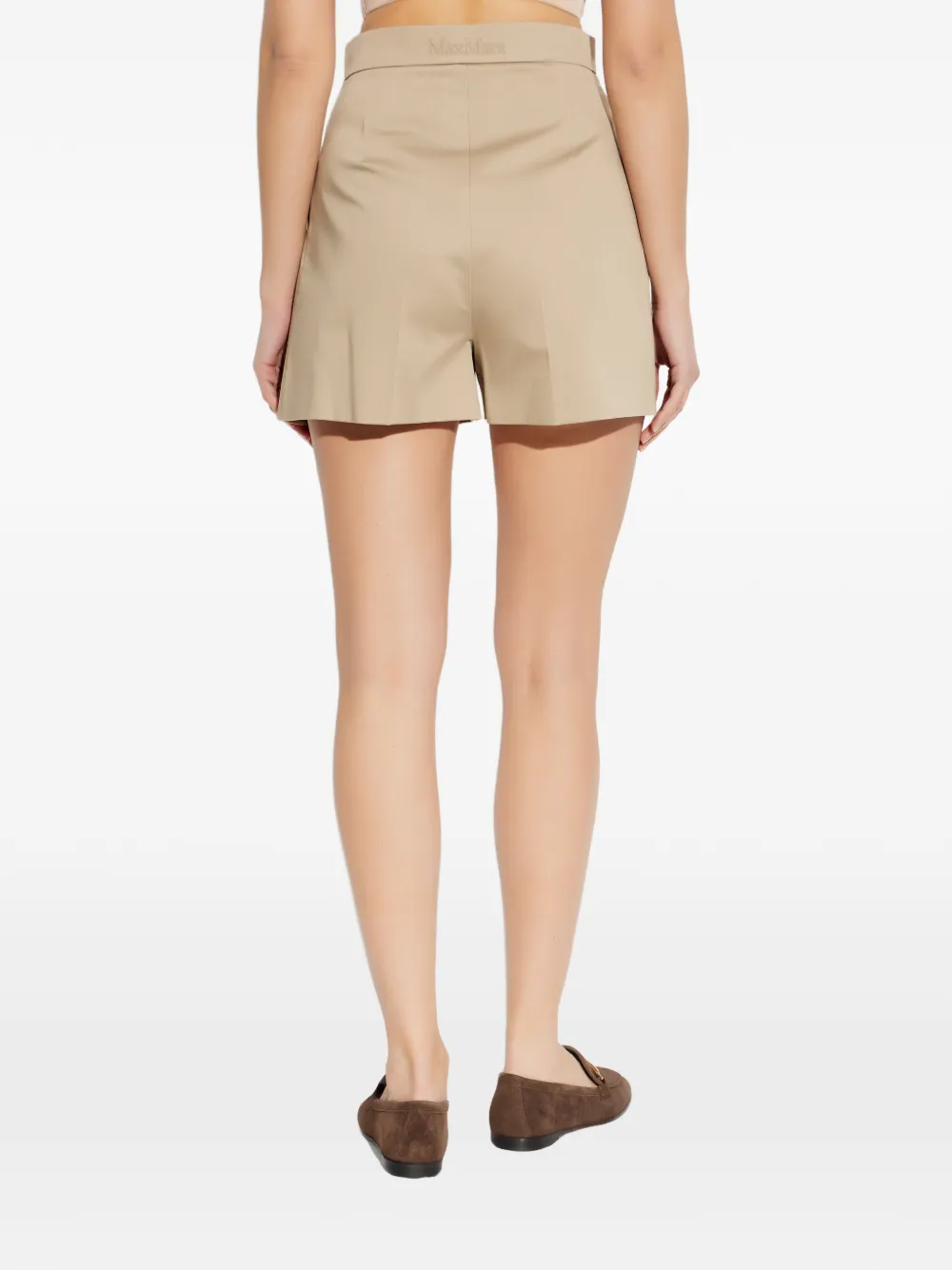Max Mara Geplooide shorts met geborduurd logo Beige