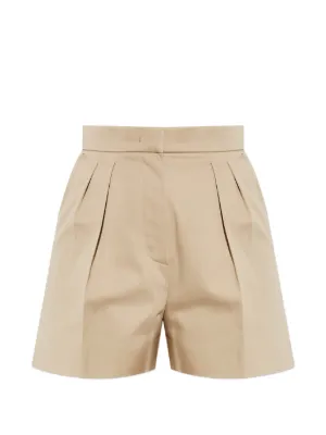 Max Mara コットン プリーツ ハーフパンツ Max Mara プリーツ ショートパンツ | ニュートラル | FARFETCH JP