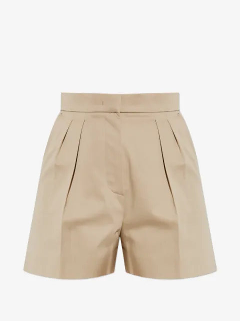 Max Mara pleated logo-embroidered shorts