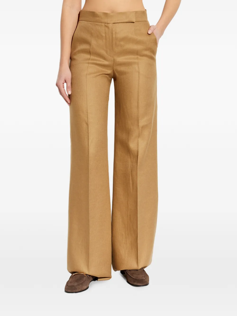 Max Mara Badesse plooibroek met wijde pijpen Beige
