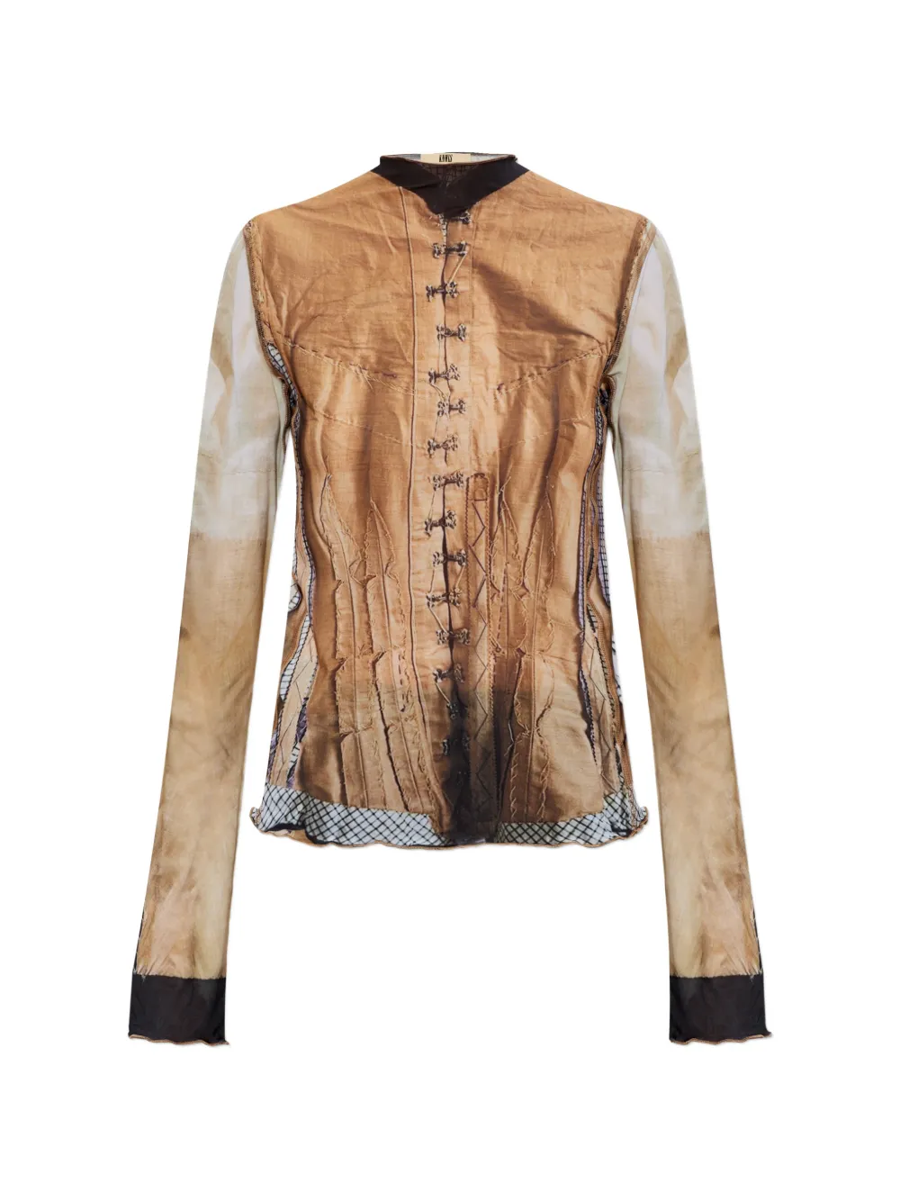 KNWLS mockneck buttoned top - Marrone