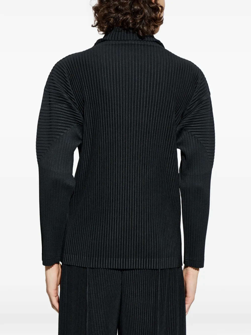 Homme Plissé Issey Miyake T-shirt met hoge hals en plooien Zwart