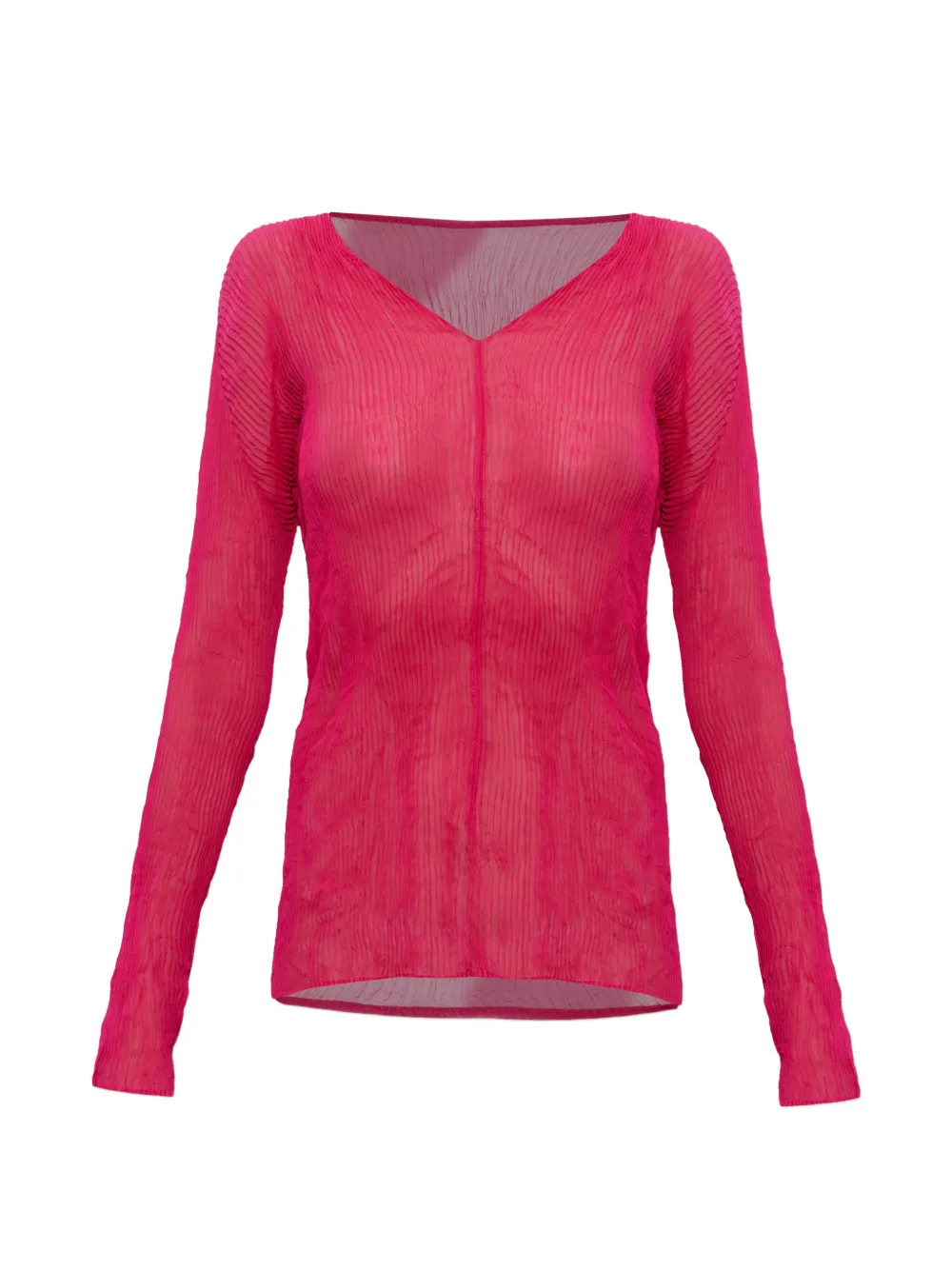 Issey Miyake pleated v-neck top - Rosa
