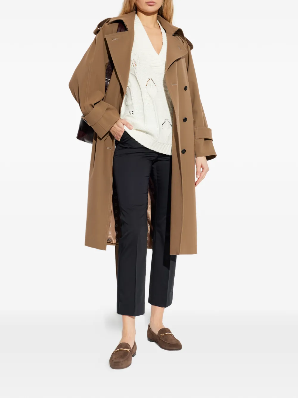  Max Mara Buttoned Belted Trench Coat - Brown 