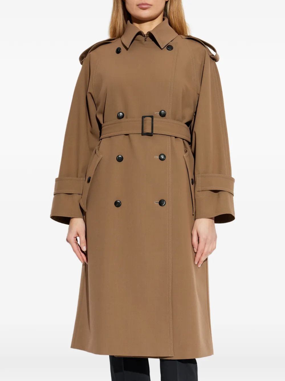  Max Mara Buttoned Belted Trench Coat - Brown 