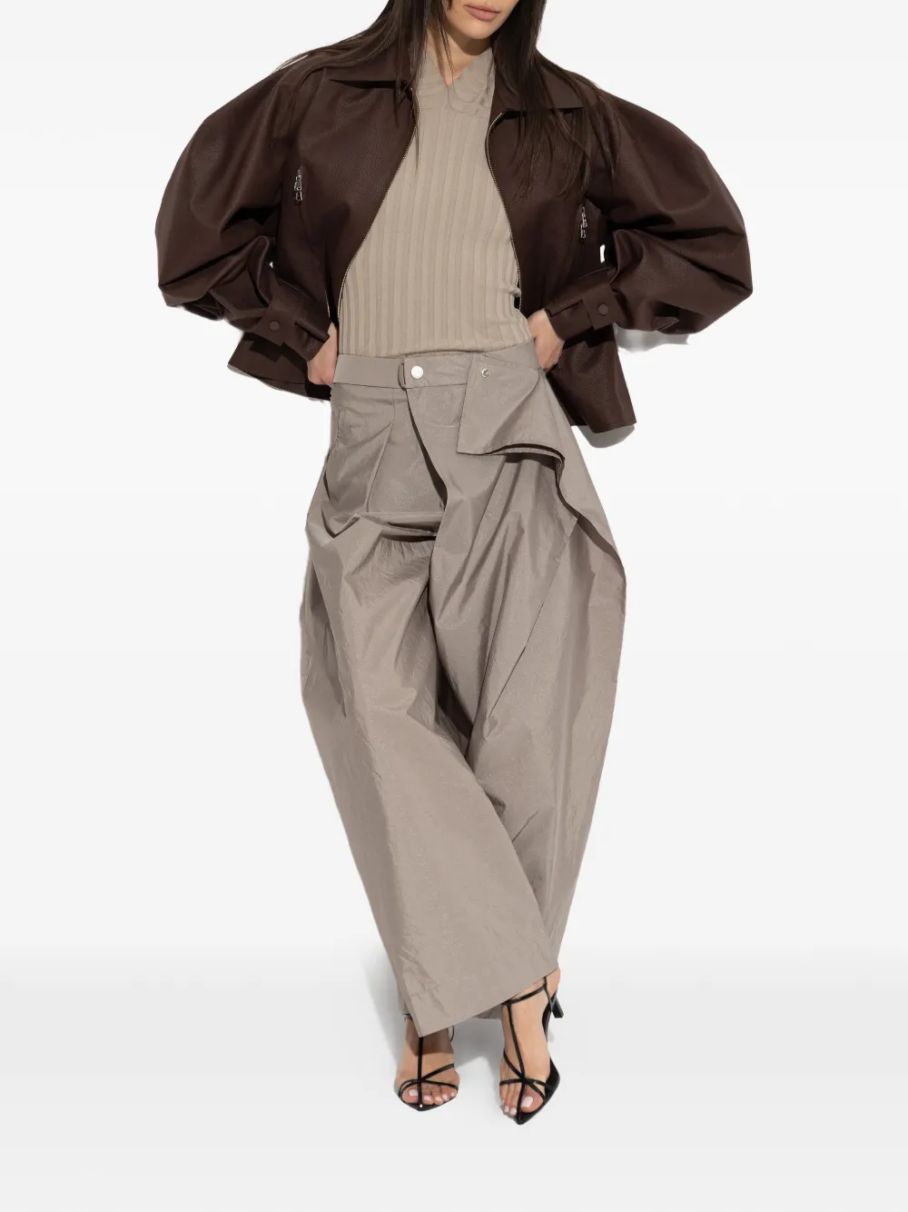  Issey Miyake Folded-detail Trousers - Neutrals 