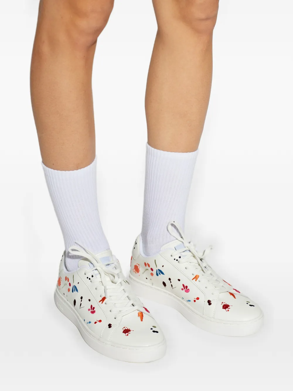 Paul Smith Leren sneakers met bloemenprint Wit