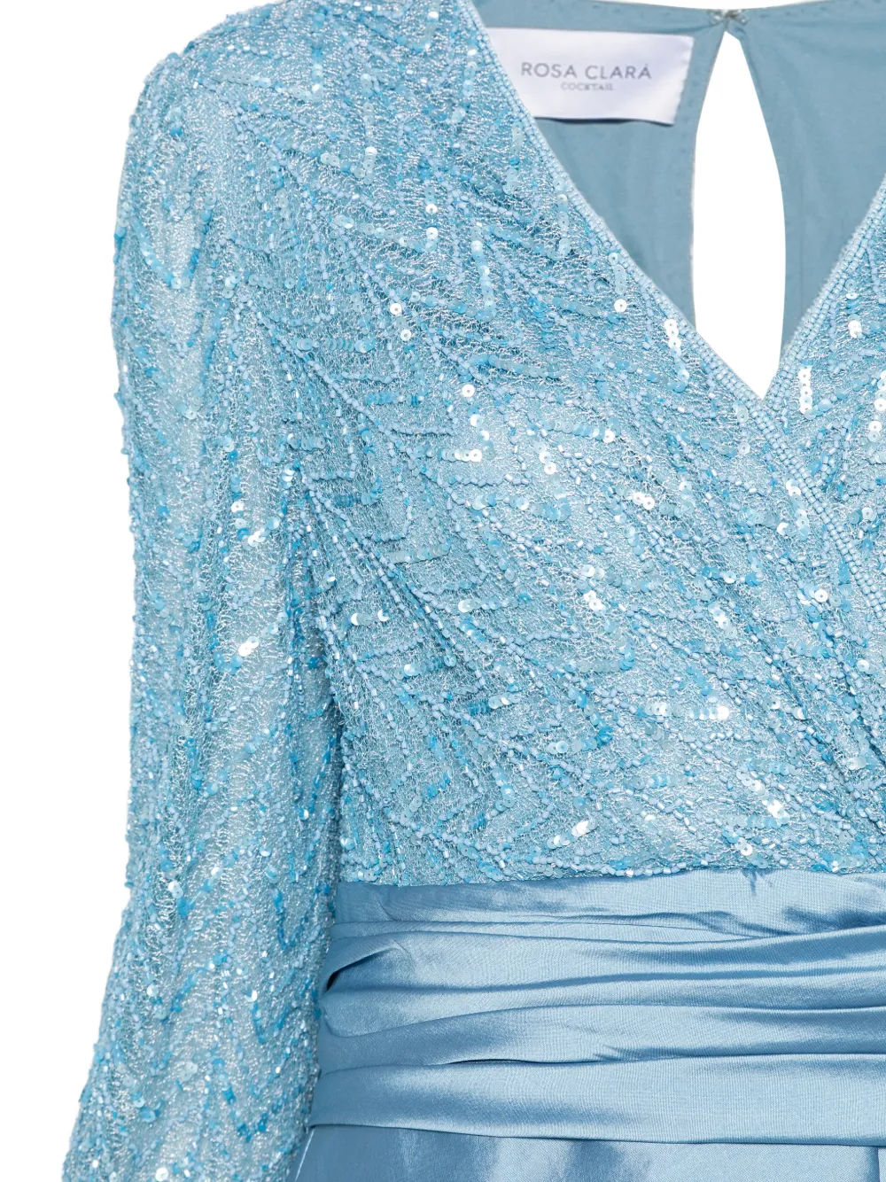  Rosa Clará Sequinned Flower-appliqué Gown - Blue 