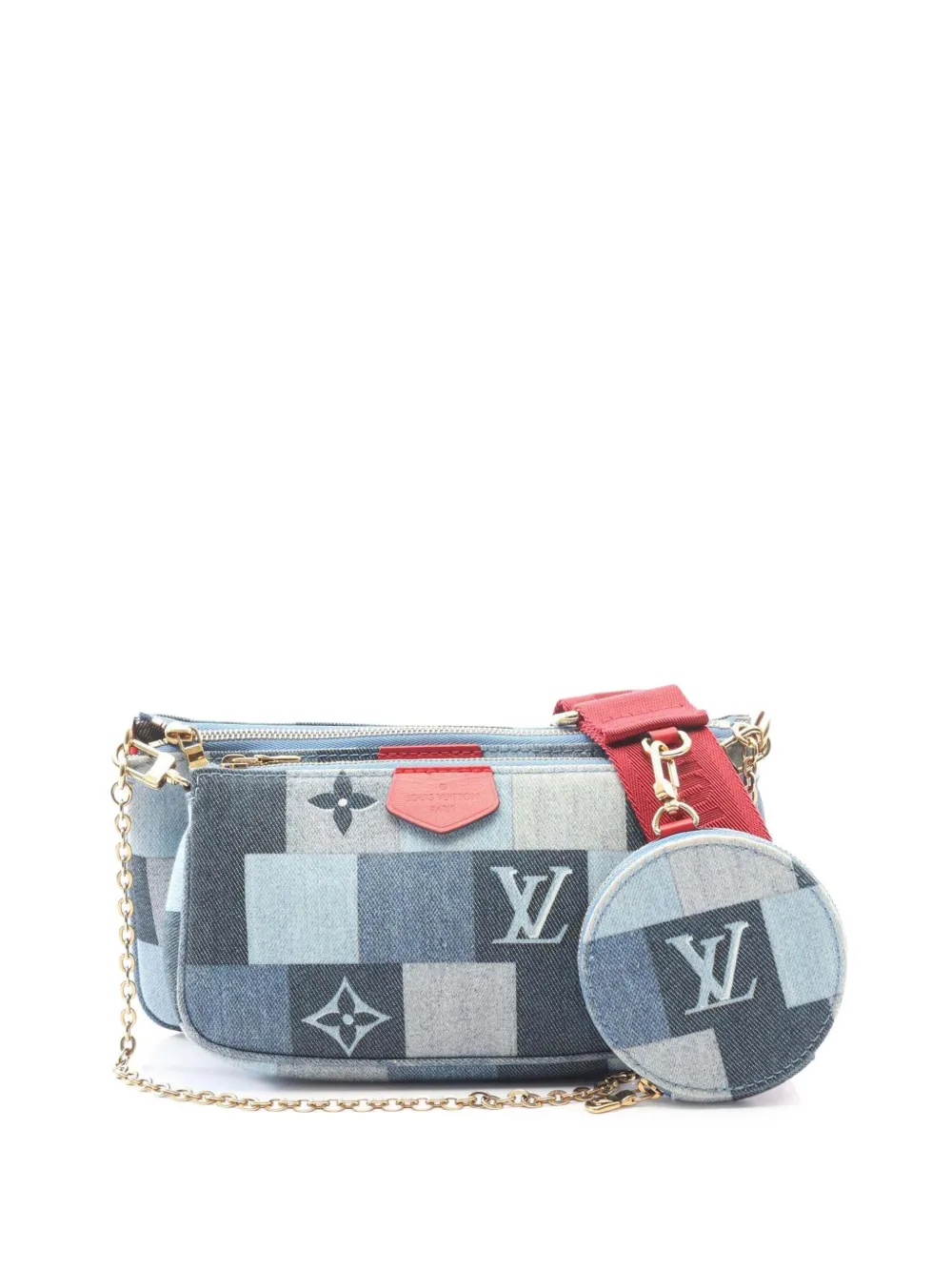 Louis Vuitton Pre-Owned 2019 Monogram Denim Patchwork Multi Pochette Accessoires crossbody bag - Blu