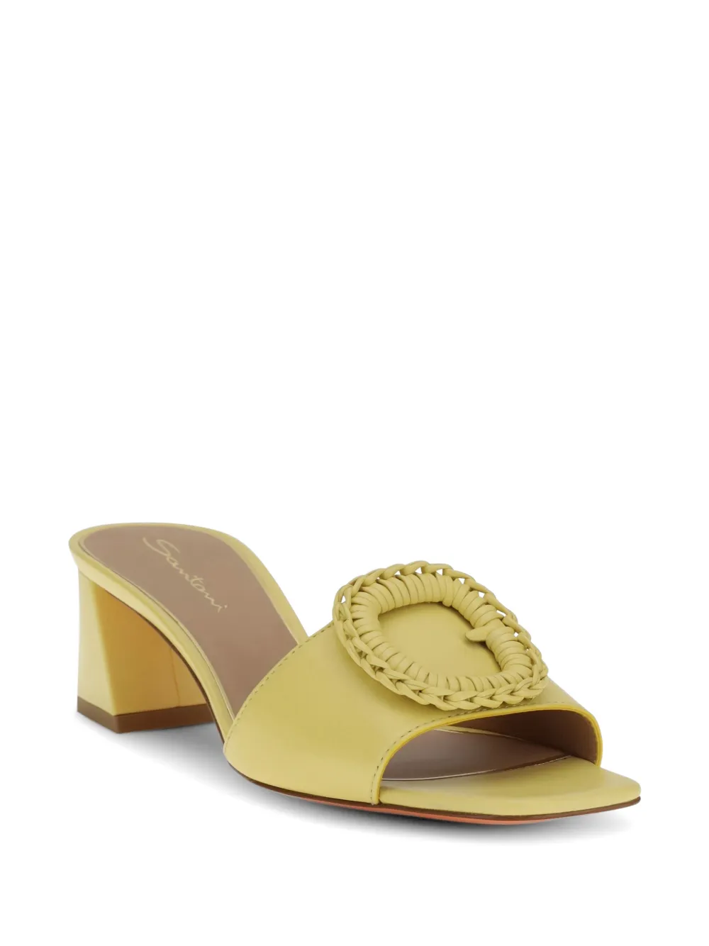 Santoni square-toe heeled sandals Geel