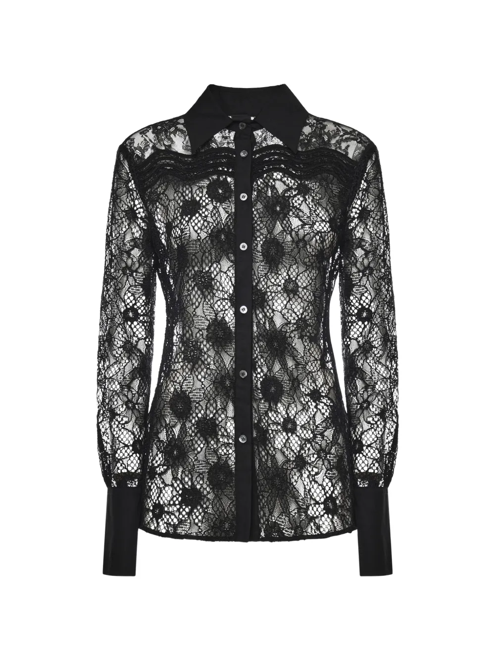 PINKO flower-lace shirt - Schwarz