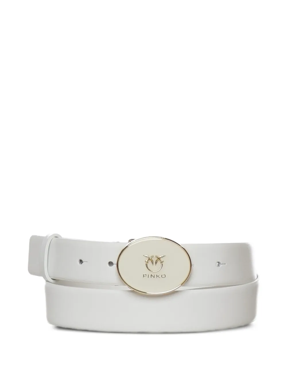 PINKO round buckle belt - Bianco