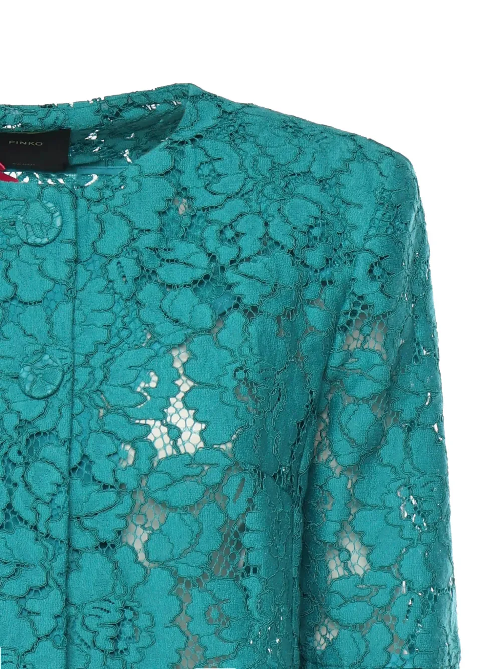  Pinko Lace Spencer Button-up Cotton Jacket - Green 