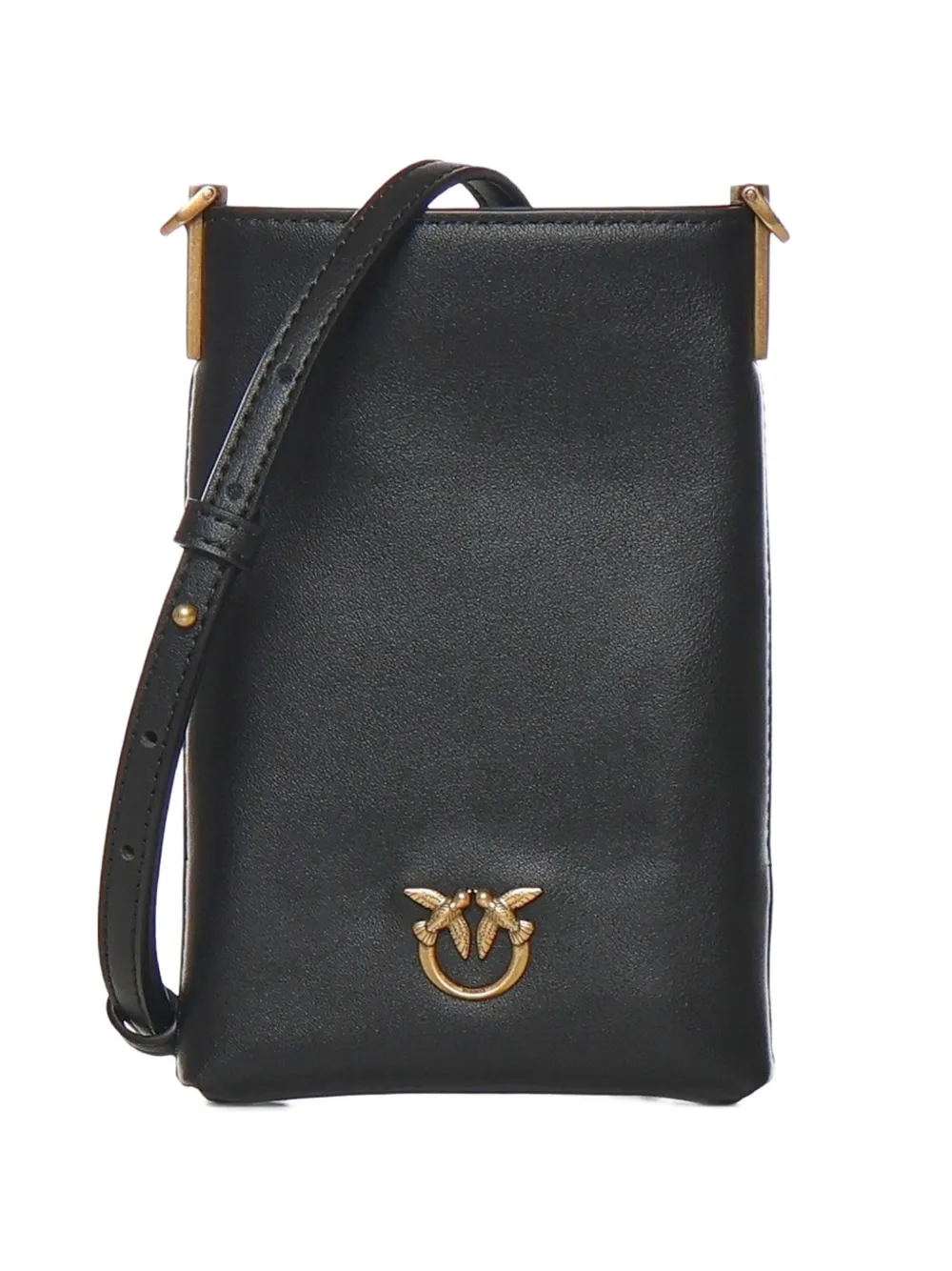 PINKO Love Birds-plaque leather phone bag - Nero