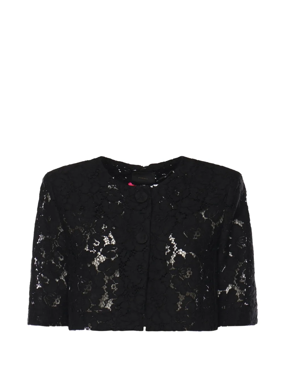PINKO Lace Spencer button-up cotton jacket - Nero