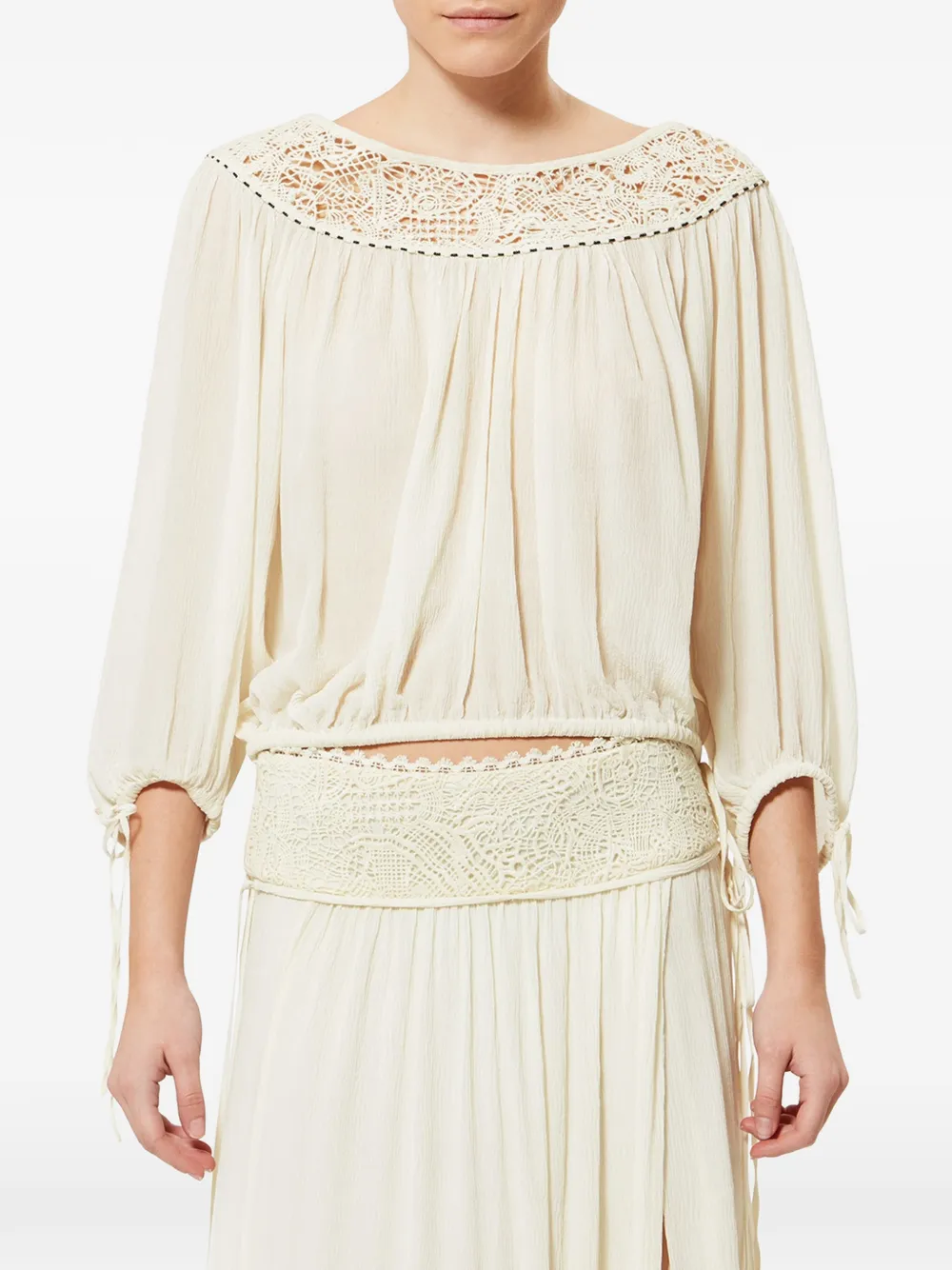 ISABEL MARANT Nelida blouse met ballonmouwen Beige