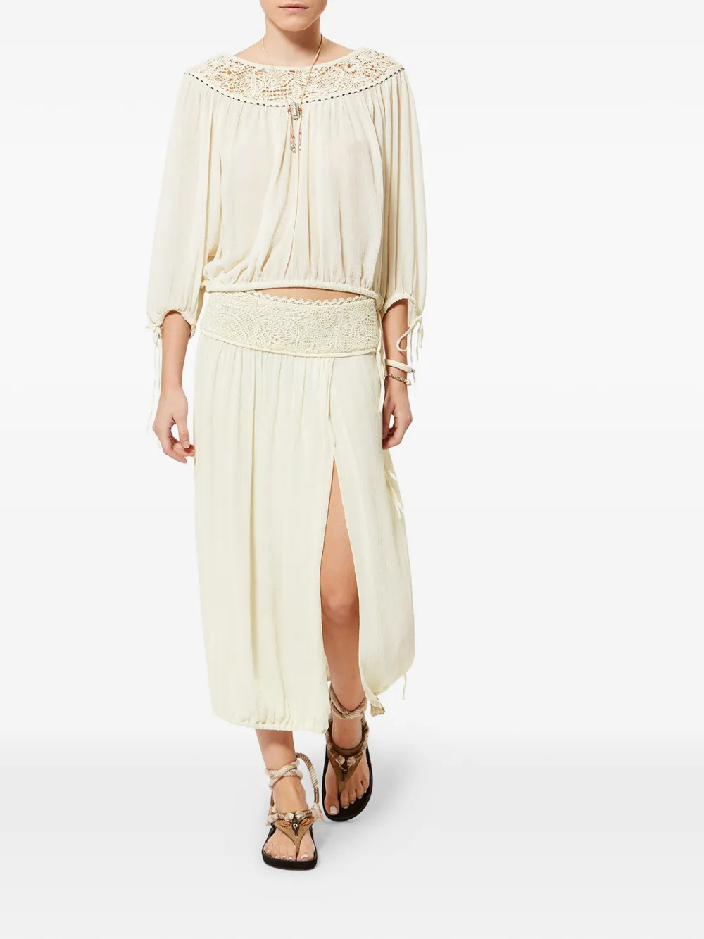 ISABEL MARANT Nelida blouse met ballonmouwen Beige
