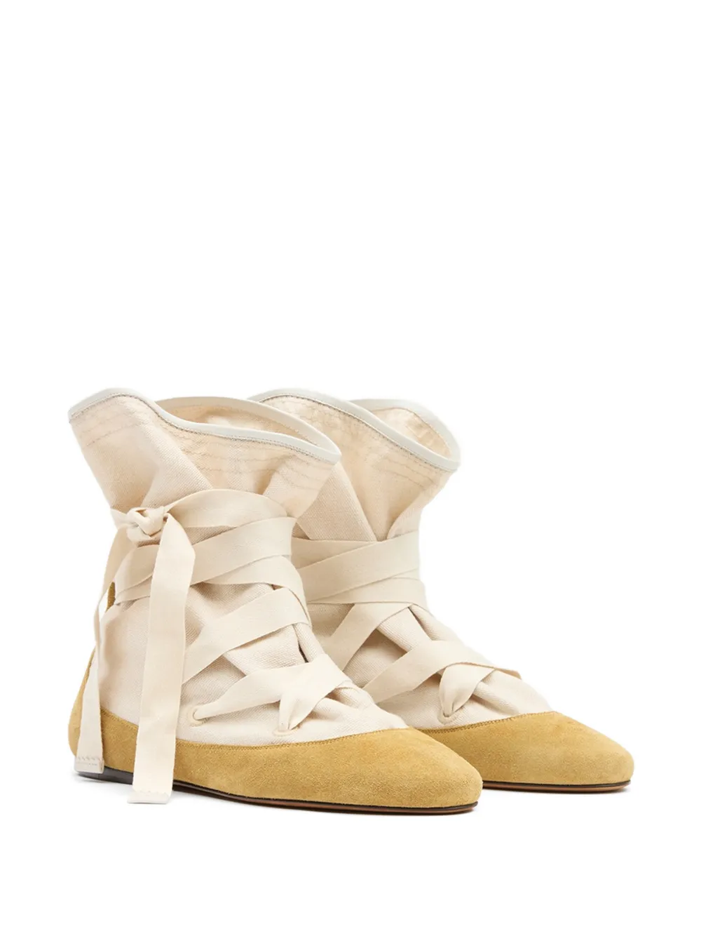 ISABEL MARANT Letiz leren laarzen met strik Beige