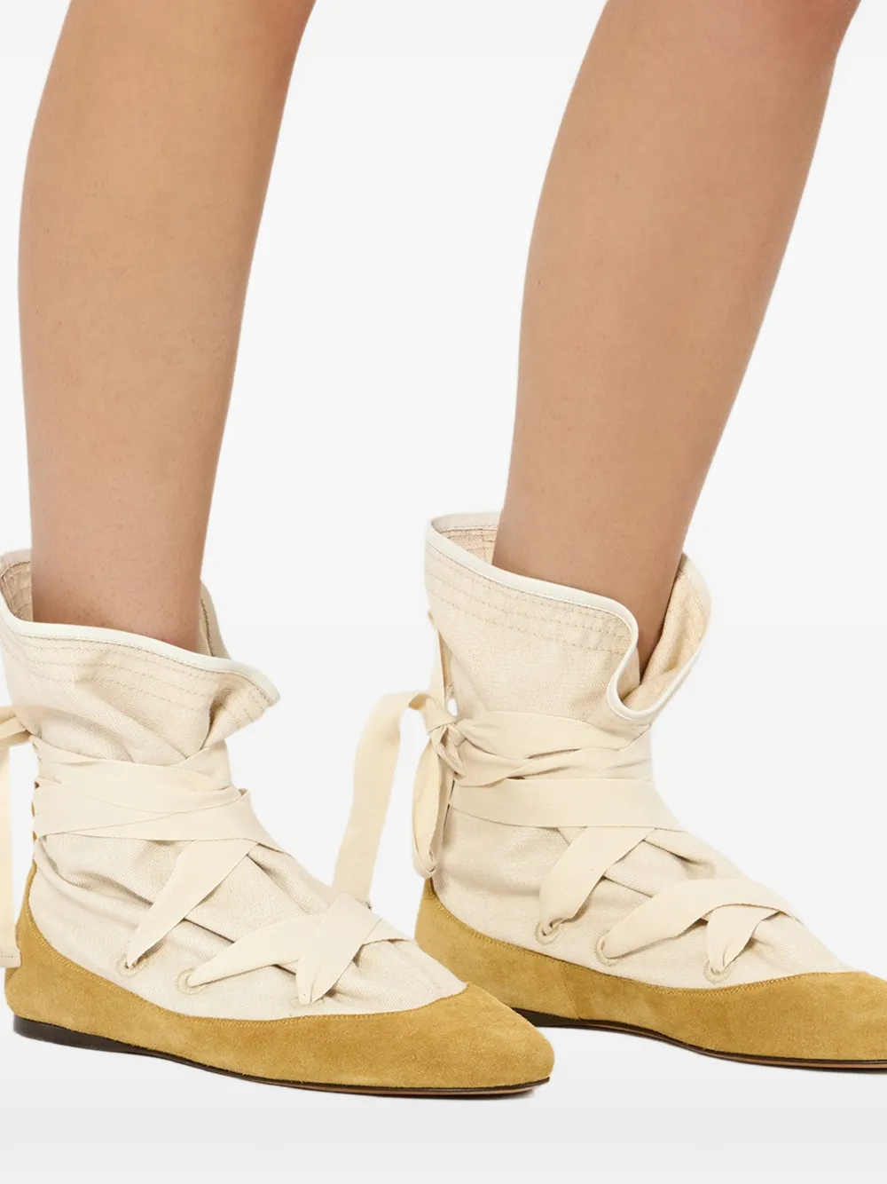 ISABEL MARANT Letiz leren laarzen met strik Beige