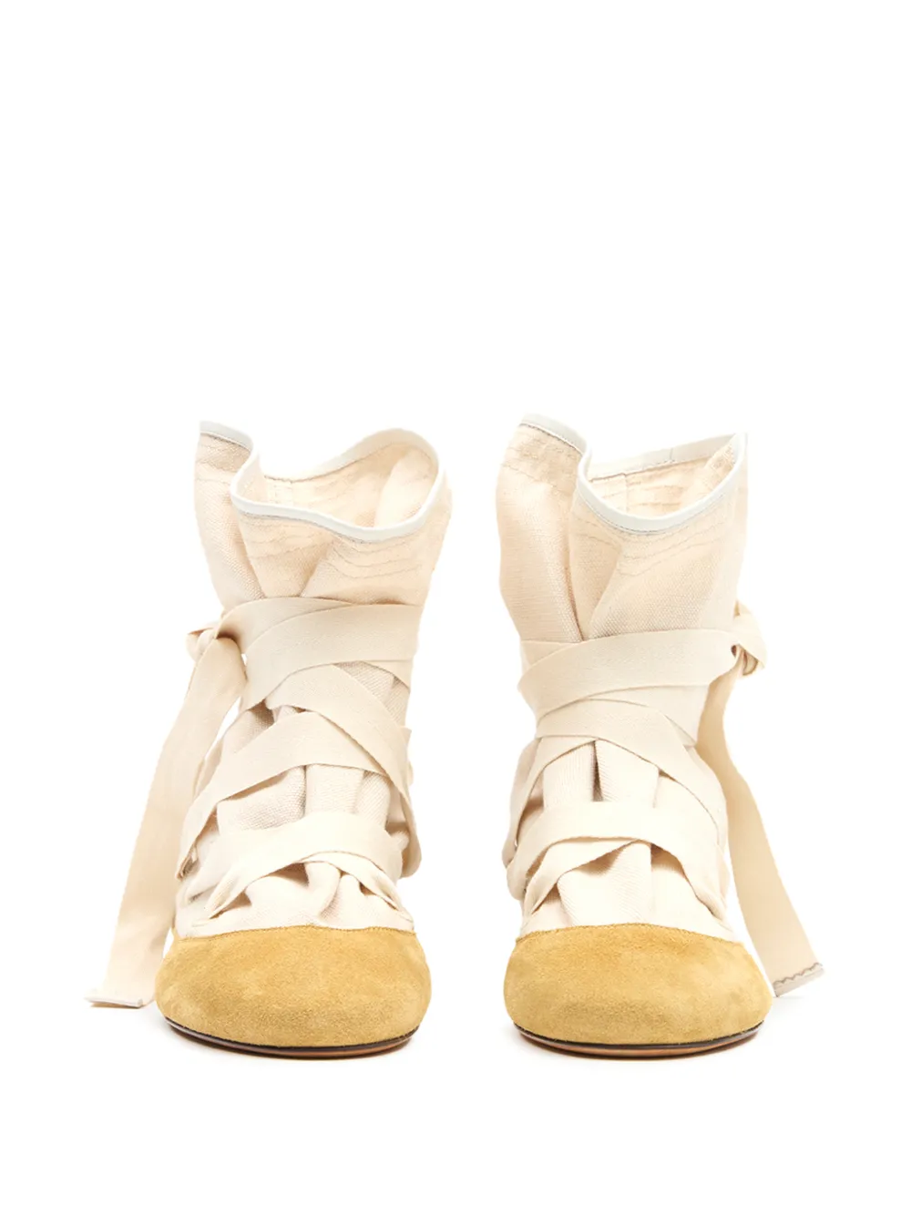 ISABEL MARANT Letiz leren laarzen met strik Beige