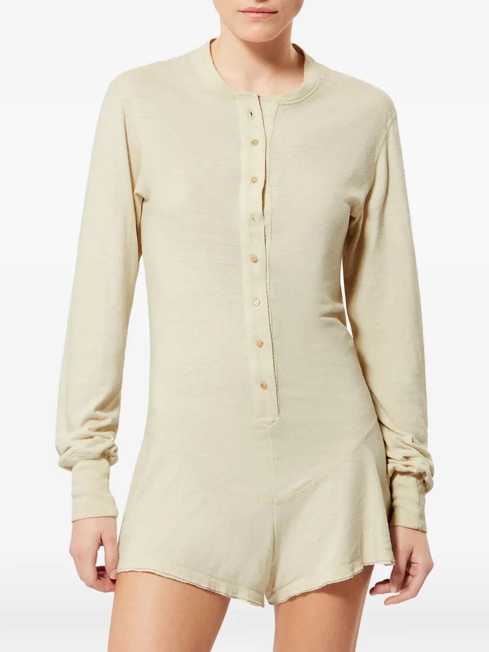  Isabel Marant Tina Buttoned Long-sleeved Playsuit - Neutrals 