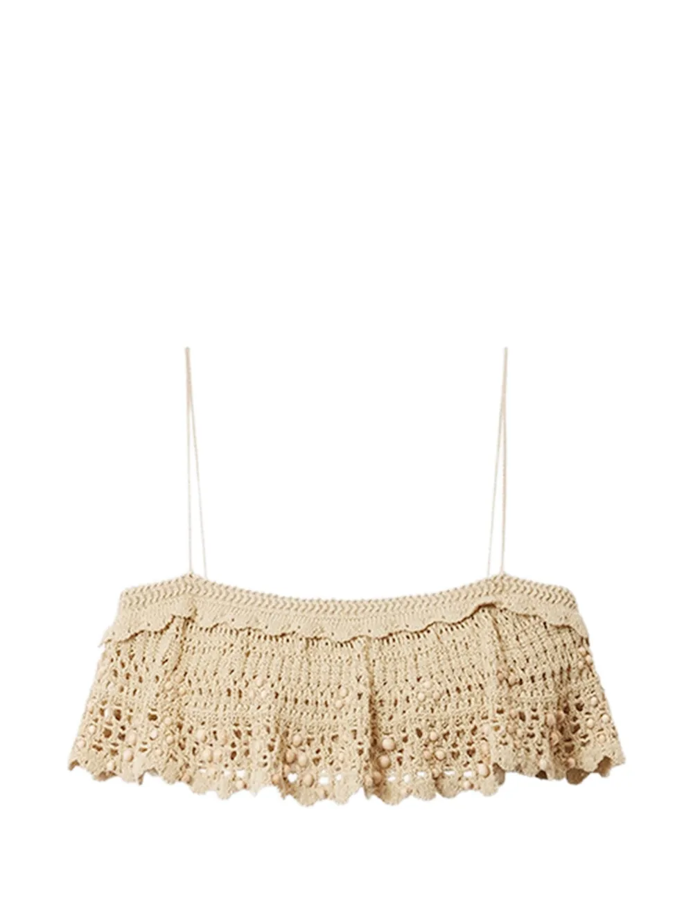 ISABEL MARANT Oraviel beaded-details crochet cotton tank top - Toni neutri