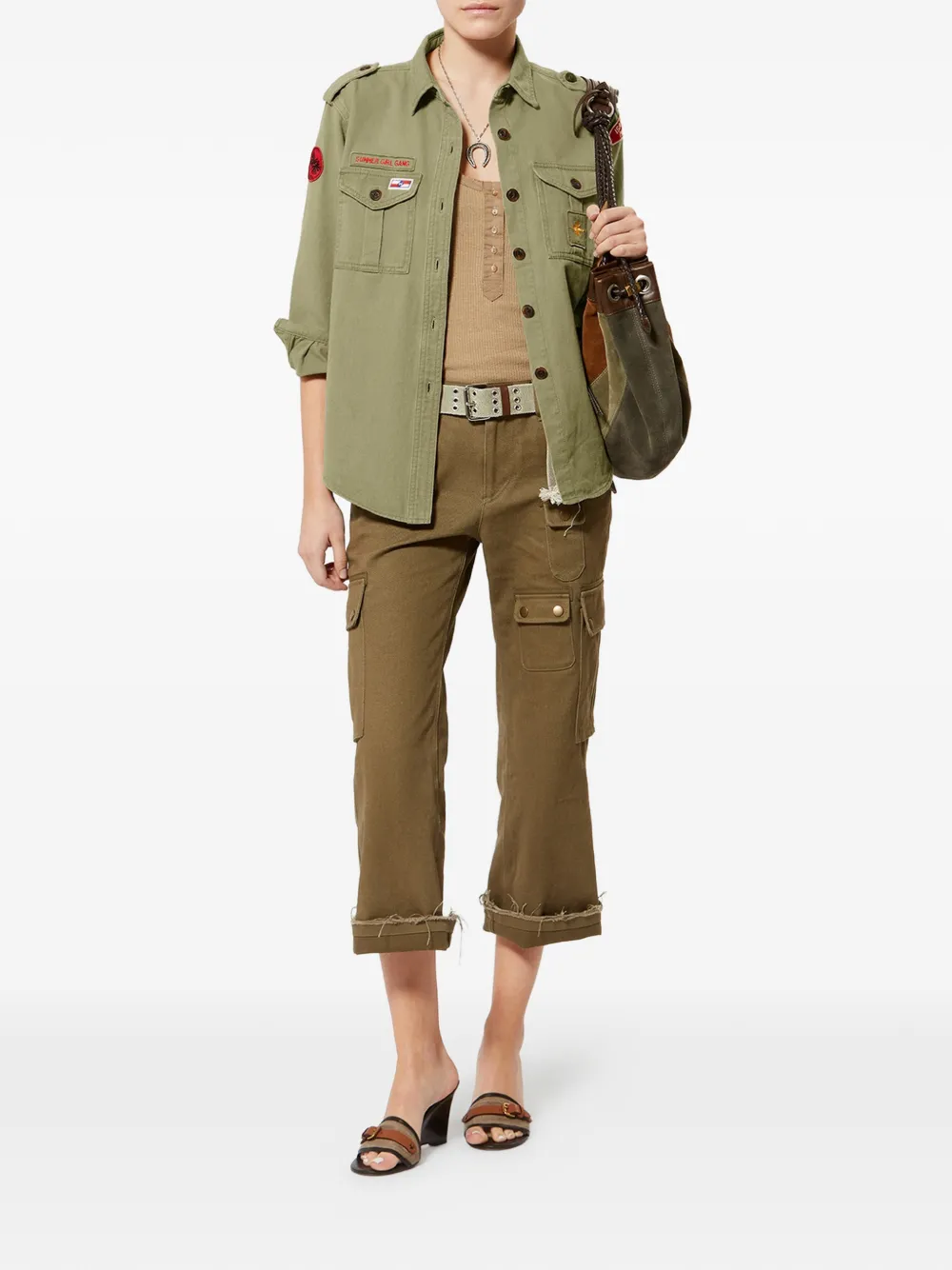 ISABEL MARANT Umberta blouse met klepzak en knoop Groen