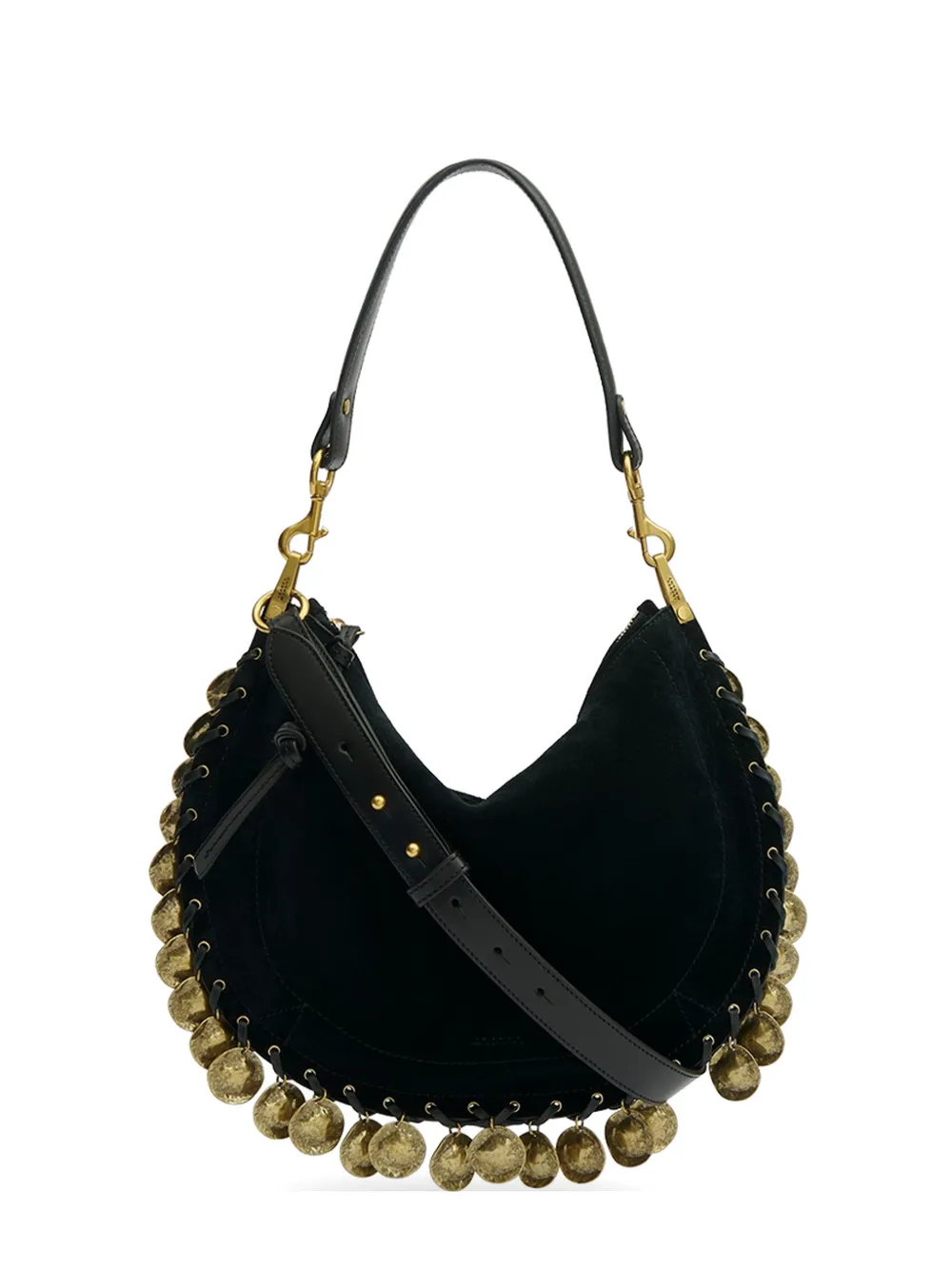 ISABEL MARANT Oskan Soft medallions half-moon shoulder bag - Nero