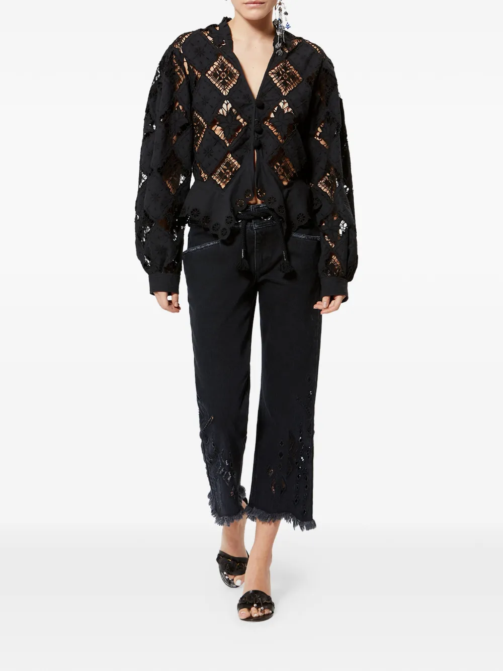 ISABEL MARANT Alison jeans met franje Zwart