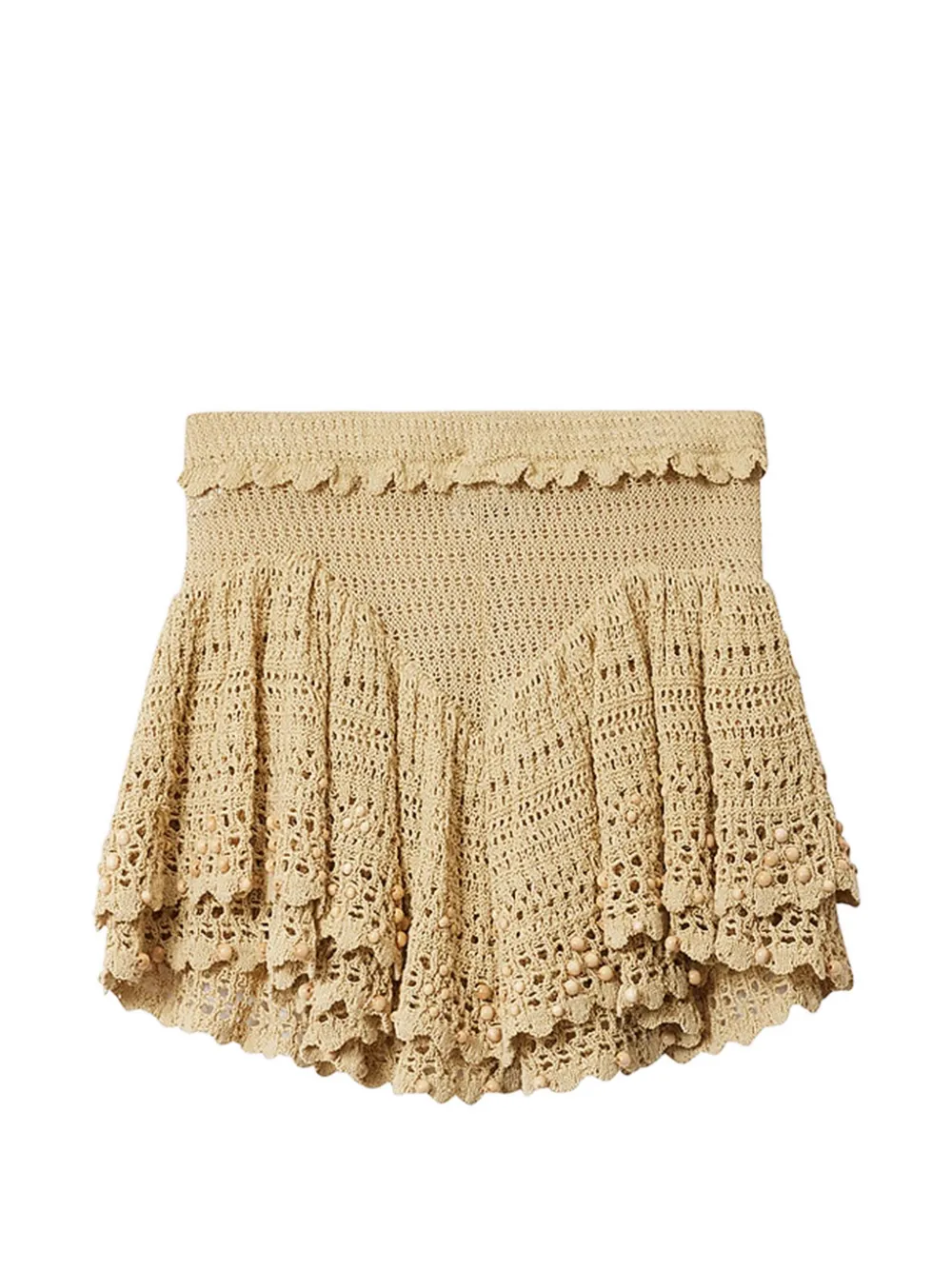 ISABEL MARANT Olzea beaded-details crochet cotton shorts - Toni neutri