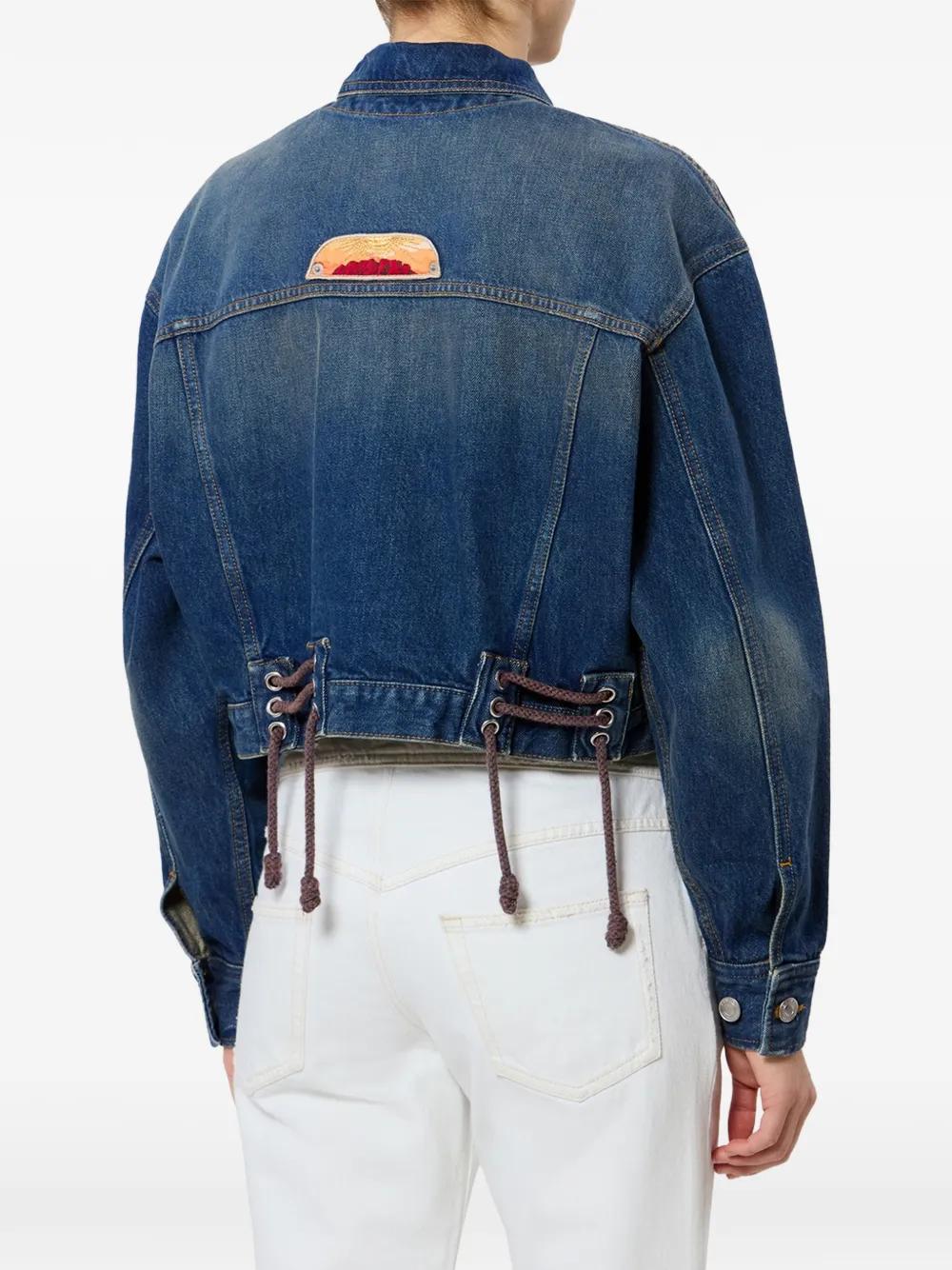 ISABEL MARANT Demia denim jack met geborduurde patches Blauw