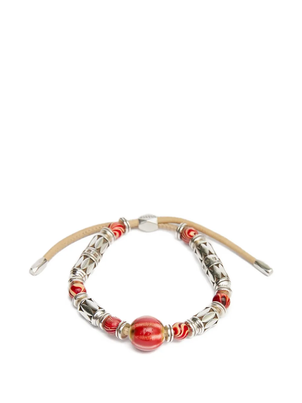 ISABEL MARANT Janys beaded leather bracelet - Argento