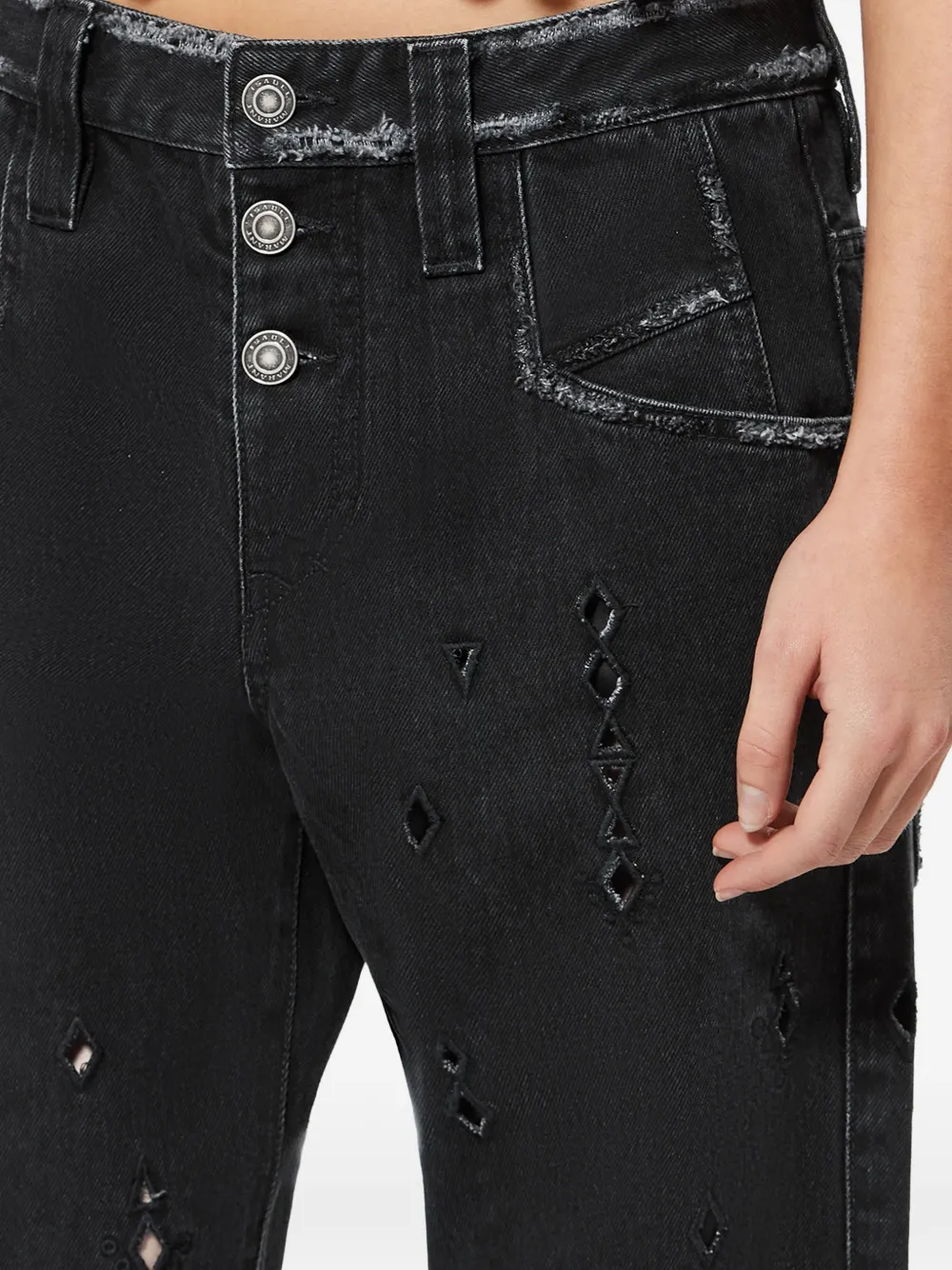 ISABEL MARANT Amia ruimvallende flared denim broek Zwart