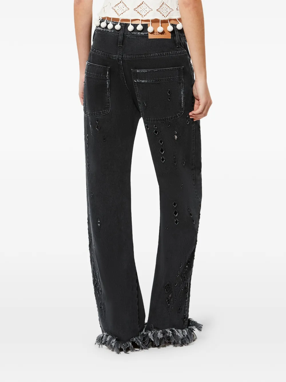 ISABEL MARANT Amia ruimvallende flared denim broek Zwart