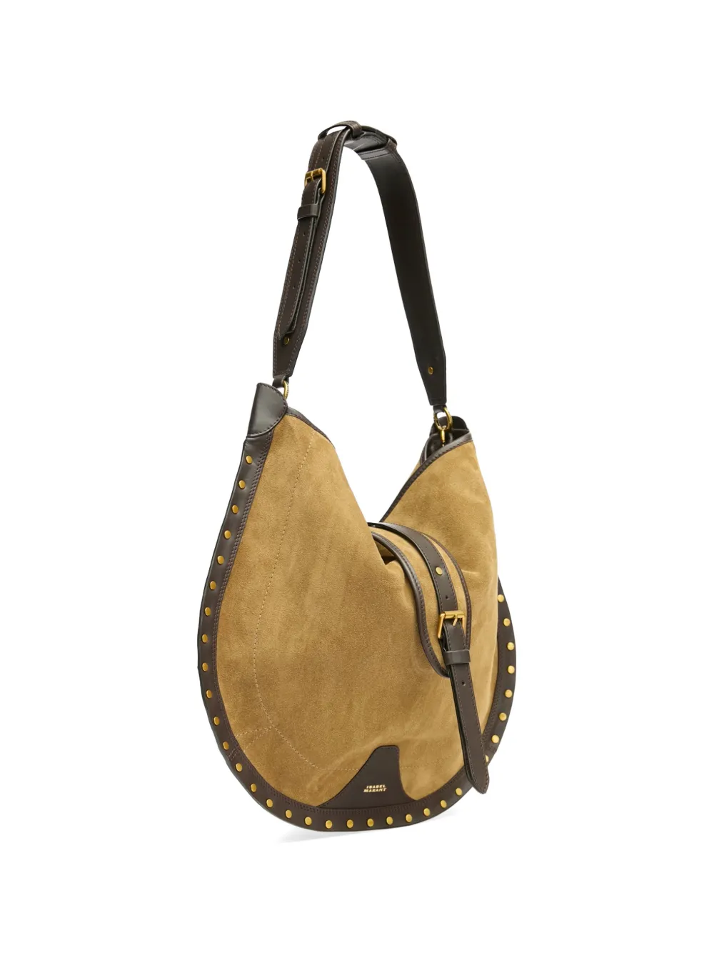 ISABEL MARANT Oskan Hobo schoudertas met studs en franje Bruin