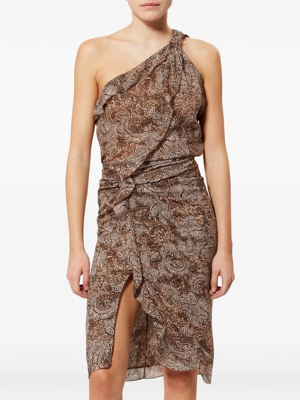ISABEL MARANT Charlota midi-jurk met bloemenprint Bruin